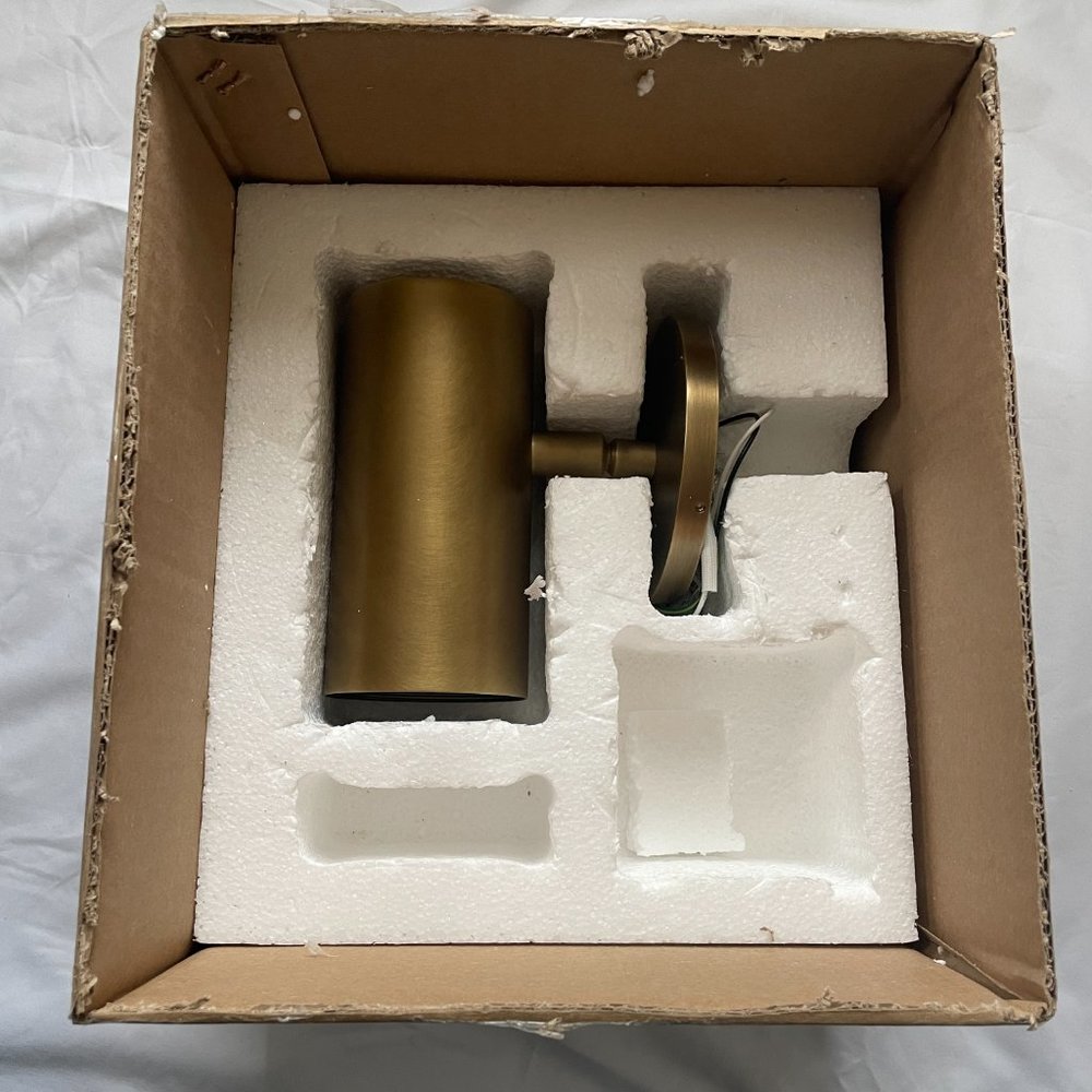 Restoration Hardware Lacquered Burnished Brass Champeaux Wall Sconce, Adjustable - Picture 4 of 16